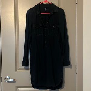 GAP Black Button-Down Denim Dress